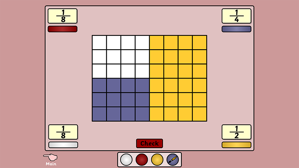 Shade shapes to show fractions with the Fraction Paint teaching tool