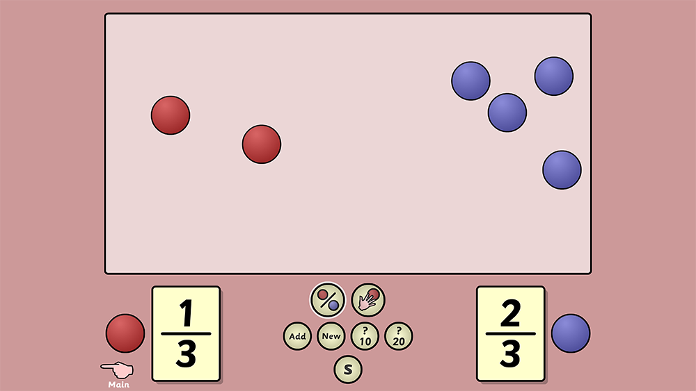 Find fractions of a set using counters in a whole-class teaching tool